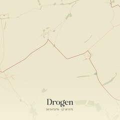 Vintage map of Drogen, Germany.