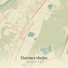Vintage map of Durmersheim, Germany.