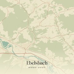 Fototapeta premium Vintage map of Ebelsbach, Germany.