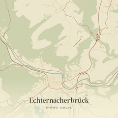 Vintage map of Echternacherbruck, Germany.