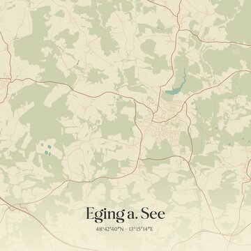 Vintage map of Eging a. See, Germany.