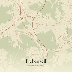 Vintage map of Eichenzell, Germany.