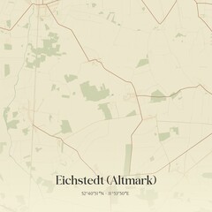 Fototapeta premium Vintage map of Eichstedt (Altmark), Germany.