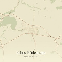 Vintage map of Erbes-Budesheim, Germany.