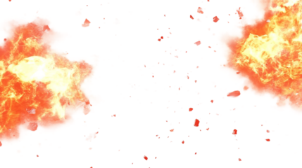 Explosive fire effects digital art transparency background white environment dynamic visuals