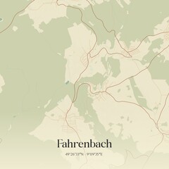 Fototapeta premium Vintage map of Fahrenbach, Germany.