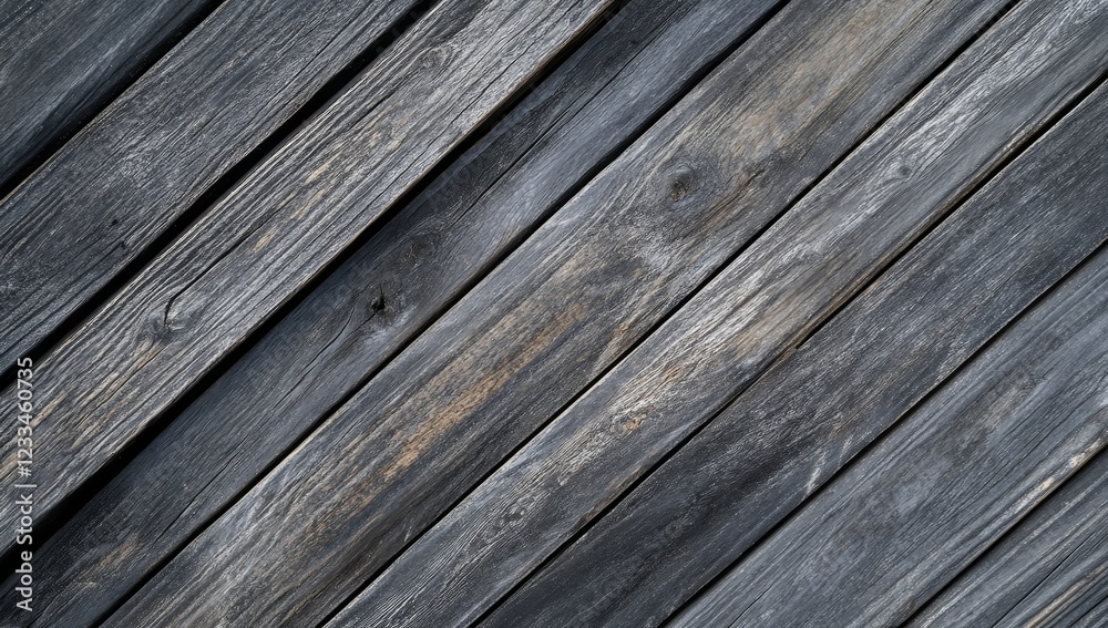 Wall mural Diagonal dark gray weathered wood planks texture.