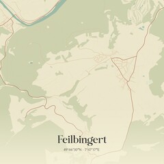 Obraz premium Vintage map of Feilbingert, Germany.