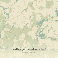 Vintage map of Feldberger Seenlandschaft, Germany.