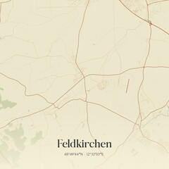 Vintage map of Feldkirchen, Germany.