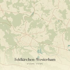 Vintage map of Feldkirchen-Westerham, Germany.