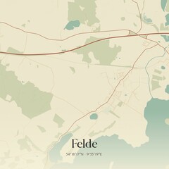 Fototapeta premium Vintage map of Felde, Germany.