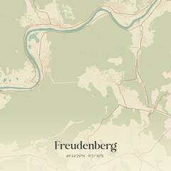 Vintage map of Freudenberg, Germany.