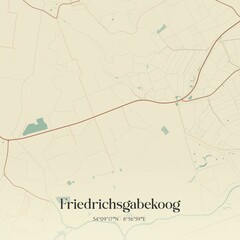 Vintage map of Friedrichsgabekoog, Germany.