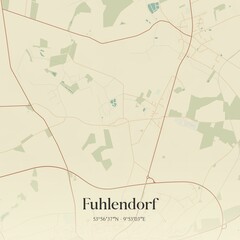Vintage map of Fuhlendorf, Germany.