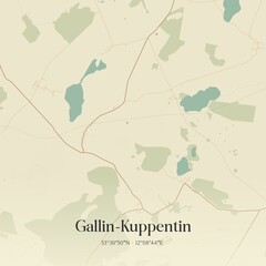 Fototapeta premium Vintage map of Gallin-Kuppentin, Germany.