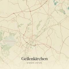 Fototapeta premium Vintage map of Geilenkirchen, Germany.