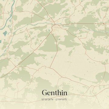 Vintage map of Genthin, Germany.
