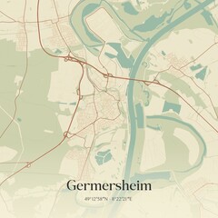 Vintage map of Germersheim, Germany.