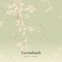 Vintage map of Gernsbach, Germany.