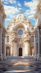 Obraz premium Grand cathedral facade under a blue sky