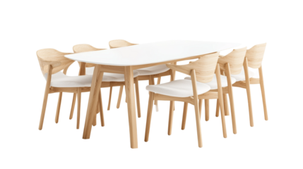 Elegant dining set on transparency background white modern home decor minimalist design indoor viewpoint