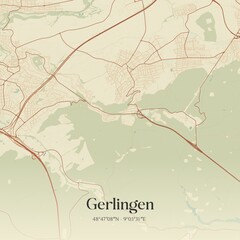 Obraz premium Vintage map of Gerlingen, Germany.
