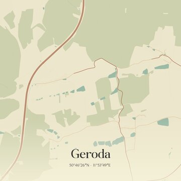 Vintage map of Geroda, Germany.
