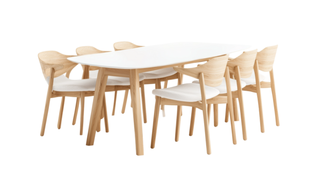 Elegant dining set on transparency background white modern home decor minimalist design indoor viewpoint