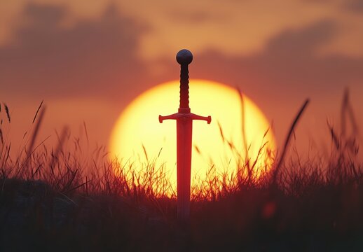 sword against the background of the sun