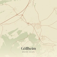 Fototapeta premium Vintage map of Gollheim, Germany.