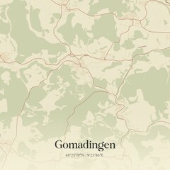 Fototapeta premium Vintage map of Gomadingen, Germany.