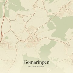 Fototapeta premium Vintage map of Gomaringen, Germany.