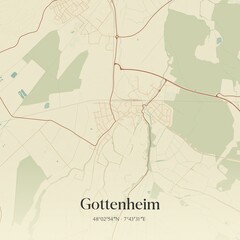 Vintage map of Gottenheim, Germany.