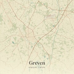 Vintage map of Greven, Germany.