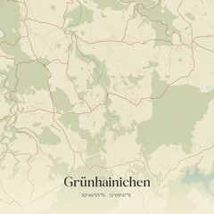 Fototapeta premium Vintage map of Grunhainichen, Germany.