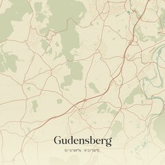 Vintage map of Gudensberg, Germany.