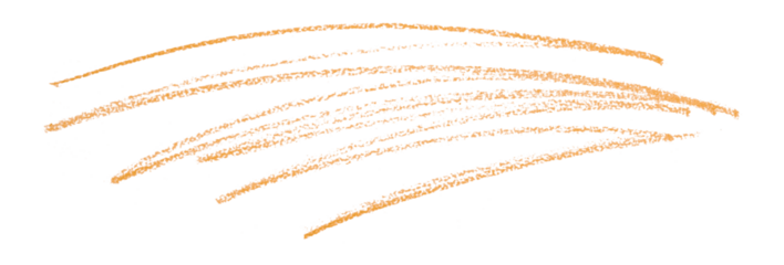 Orange pencil strokes isolated on transparent background