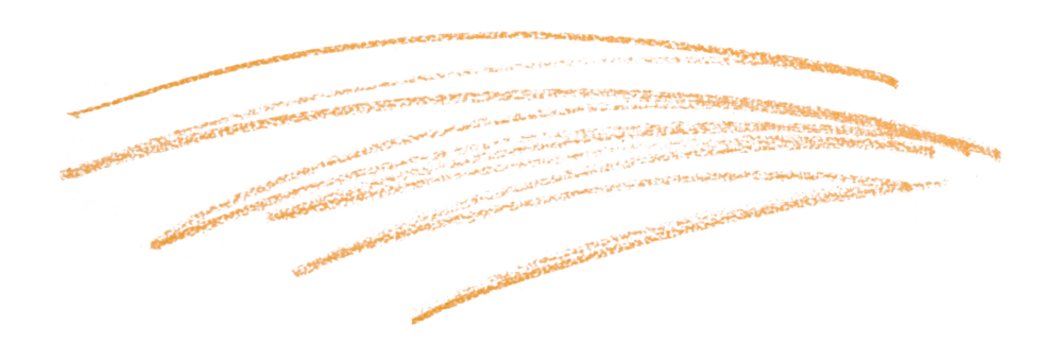 Orange pencil strokes isolated on transparent background