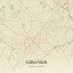 Fototapeta premium Vintage map of Gutersloh, Germany.