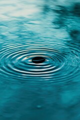 Obraz premium Dark Object Creates Concentric Ripples in Teal Water