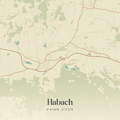 Vintage map of Habach, Germany.