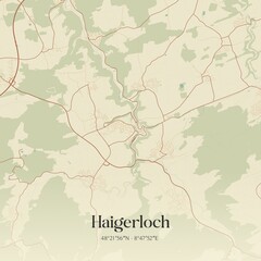 Fototapeta premium Vintage map of Haigerloch, Germany.