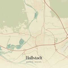 Vintage map of Hallstadt, Germany.