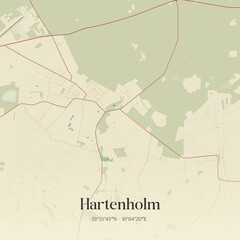 Vintage map of Hartenholm, Germany.