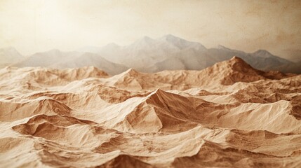 Sunlit desert mountains landscape background, adventure travel concept