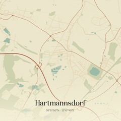 Obraz premium Vintage map of Hartmannsdorf, Germany.
