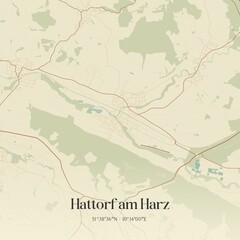 Obraz premium Vintage map of Hattorf am Harz, Germany.