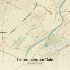 Fototapeta premium Vintage map of Hattersheim am Main, Germany.