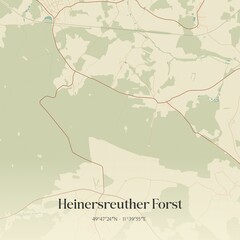 Vintage map of Heinersreuther Forst, Germany.